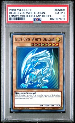 YUGIOH Blue-Eyes White Dragon LCKC-EN001 PSA 6 1st Edition Legendary Collection-image