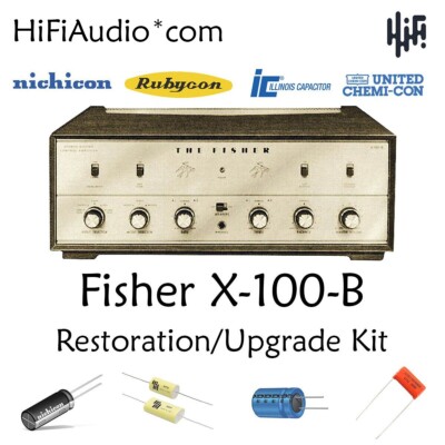 Fisher x100b tube amplifier restoration repair upgrade rebuild kit capacitor-image