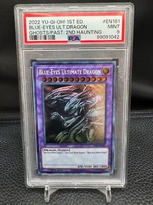Yugioh PSA 9 Blue-Eyes Ultimate Dragon GFP2-EN181 (Ghost Rare) 1st.ed-image