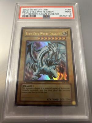 PSA 9 Yu-Gi-Oh! 2002 Blue-Eyes White Dragon Asia Ver Edition English LOB-001-image