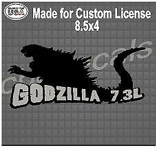 8.5X4 Godzilla 7.3 l ford  Decal Sticker License Plate Decal Set of 2 -image