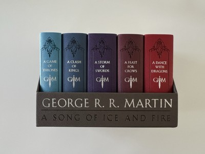 A Song of Ice and Fire George R.R. Martin Leather Bound 5 Book Box Set-image