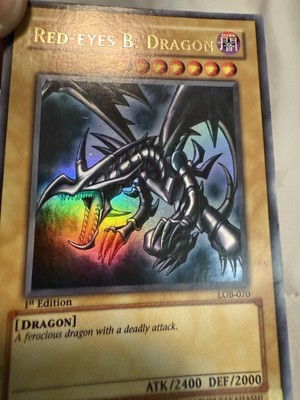 Yu-Gi-Oh! Red Eyes Black Dragon 1st Edition LOB-070 AE Print Excellent Condition-image