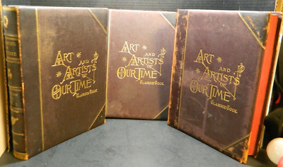 Antique Leather Bound Art And Artists Of Our Time (3) Volume Set (1888) GD-VG-image