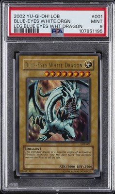 2002 YU-GI-OH! LOB-LEGEND OF BLUE EYES WHITE DRAGON BLUE-EYES WHITE DRAGON PSA 9-image