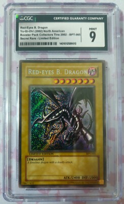YUGIOH! 2002 Booster Collectors Tins Red Eye Black Dragon BPT-005 (CGC 9)-image
