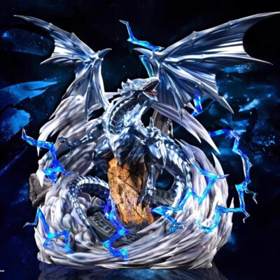 Game Yu-Gi-Oh! Blue-Eyes White Dragon 35cm PVC GK Figure Painted Statue Model -image
