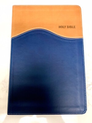NIV Bible Zondervan, Faux Leather/Gold Leaf, 2011 Navy & Brown Red Letter-image
