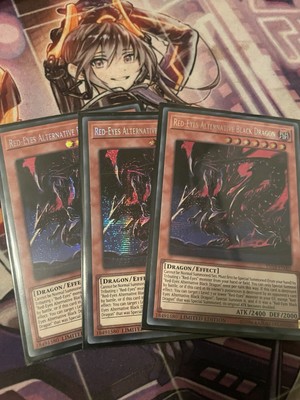Yugioh Red Eyes Alternative Black Dragon TN19 Prismatic Secret Rare 3 Card Set-image