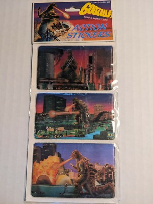Godzilla Action Stickers 1985 Imperial Toho Set D UNUSED UNOPENED-image