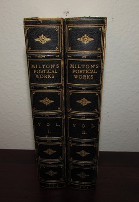 2 volume set Milton’s Poetical Works 1887 Moroccan leather-image