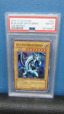 Yu-Gi-Oh! blue eyes white dragon LOB reprint #001 PSA 8-image