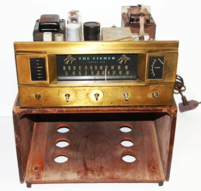 Vintage 1950s The Fisher Model 500 Receiver Mono Amplifier Tube Amp w/ Wood Case-image