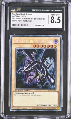 YuGiOh GRADED Red-Eyes Black Dragon SBC1-ENF01 1st Ed SCR GM 8.5 CGC-image