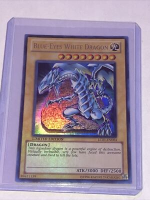 Vtg Yu-Gi-Oh! Konami TCG 💥1996💥 Blue-Eyes White Dragon Holo Limited Edition👀-image