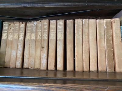 The writing of Bret Harte leather bound cover incomplete set 17 volumes-image