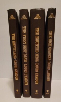 Louis Lamour Leatherette Bound Books Set of 4 Various Titles Preowned VGC -image