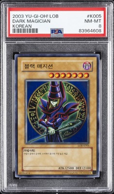 2003 YU-GI-OH! LEGEND OF BLUE EYES WHITE DRAGON KOREAN #K005 DARK MAGICIAN PSA 8-image