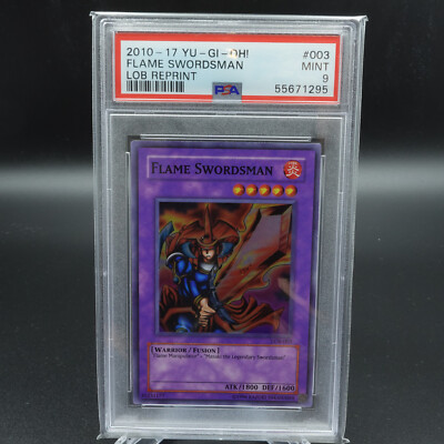PSA 9 YU-GI-OH! Legend Blue Eyes White Dragon Flame Swordsman Reprint #LOB-003-image