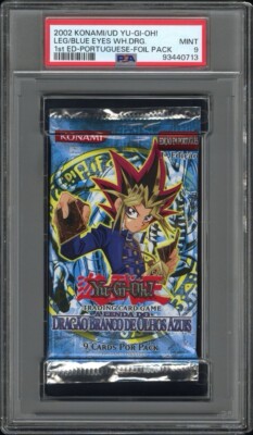 2002 YuGiOh 1st Edition Legend Of Blue Eyes White Dragon [PT] Booster Pack PSA 9-image