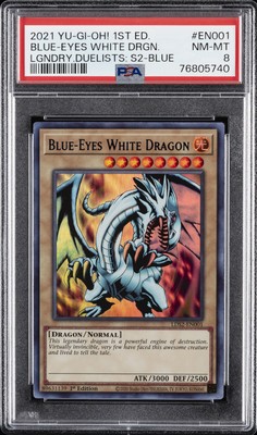 2021 YU-GI-OH! LEGEND DUELISTS: SEASON 2 #EN001 BLUE-EYES WHITE DRAGON PSA 8-image