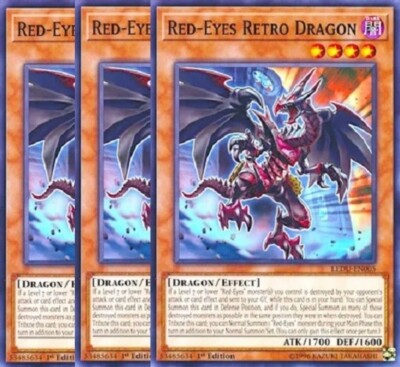 Yugioh - Red-Eyes Retro Dragon x 3 - 1st Edition NM - Free Holographic Card-image