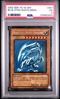 2002 YU-GI-OH! STARTER DECK: KAIBA #001 BLUE-EYES WHITE DRAGON PSA 5 EX-image