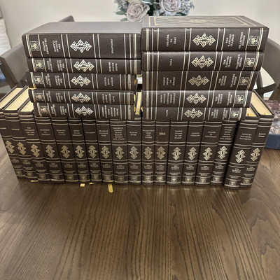 1980s Harvard Classics Book Registered Print, Brown Leather Hardcovers 28 Set-image
