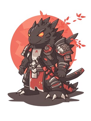 Samurai Godzilla Vector Twitch Vinyl Car Decal Sticker – Waterproof &-image