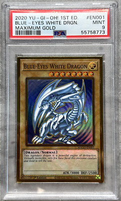 Yugioh Card 1st Ed. Blue Eyes White Dragon PSA 9, Maximum Gold MAGO-EN001, 2020-image