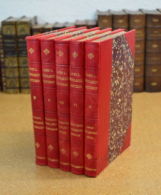 Red Leather 5 Book Set - Stoddard Lectures - Design / Staging / Collecting-image