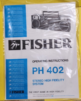 FISHER PH 402 Stereo High Fidelity System Operating Instruction Manual -perfect-image