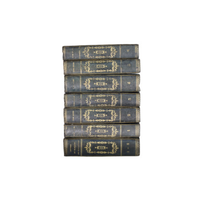 1828 French Marbled Leather Bound Antique Books (Set of 7)-image