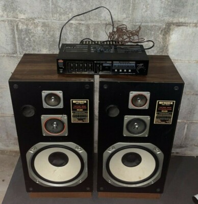 (Lot of 2) Fisher DS-826 3 Way Bass Hi-Fi Speaker System with CA-39 Amplifier-image