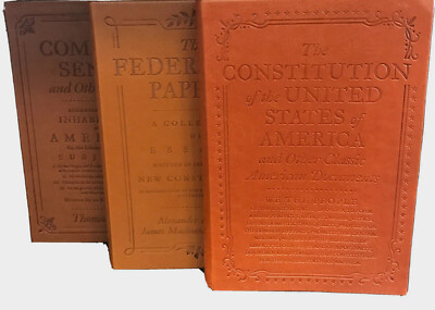 ❤️COMMON SENSE FEDERALIST PAPERS CONSTITUTION 3 SET Faux Leather Collectable NEW-image
