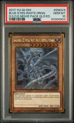 2017 YU-GI-OH! THE DARK SIDE OF DIMENSIONS #ENGV4 BLUE-EYES WHITE DRAGON PSA 10-image