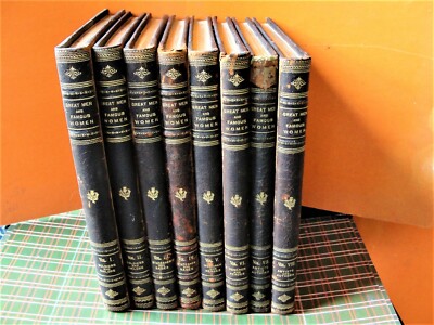 Great Men, Famous Women-1894 Selmar Hess 1st Ed. 8 Vol. Set-Leather-Engravings. -image