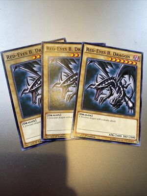 3x (Three) Red-Eyes B. Dragon MILI MIL1-EN027 LP/NM 1st yugioh Common Cards-image