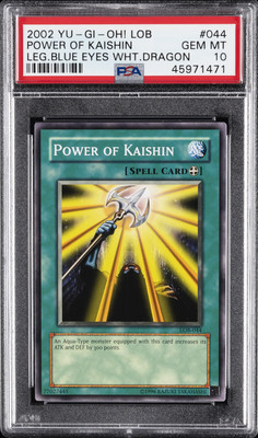 2002 YU-GI-OH! LOB-LEGEND OF BLUE EYES WHITE DRAGON #044 POWER OF KAISHIN PSA 10-image