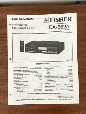 Fisher CA-862A Amplifier Service Manual *Original*-image