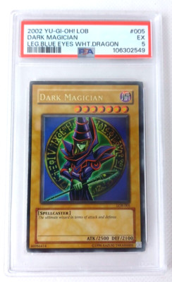 2002 DARK MAGICIAN #LOB-005 - PSA 5 -YU-GI-OH! LEGEND OF BLUE EYES WHITE DRAGON-image