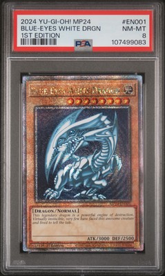 2024 YU-GI-OH! MP24-25TH ANV TIN: DUELING MIRRORS BLUE-EYES WHITE DRAGON PSA 8-image