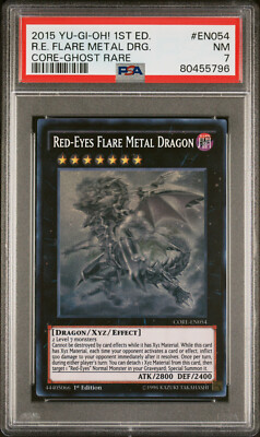 2015 YUGIOH 1ST CORE-EN054 RED-EYES FLARE METAL DRAGON GHOST PSA 7 NM #80455796-image