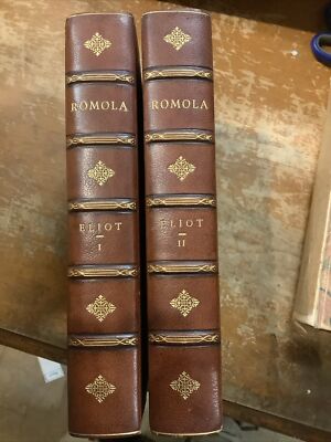 George Eliot 2 Volume Leather Set Romola 1890 Limited Edition-image