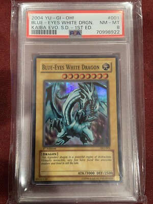 YuGiOh TCG Blue-Eyes White Dragon Kaiba Evolution SKE-001 1st Edition PSA 8-image
