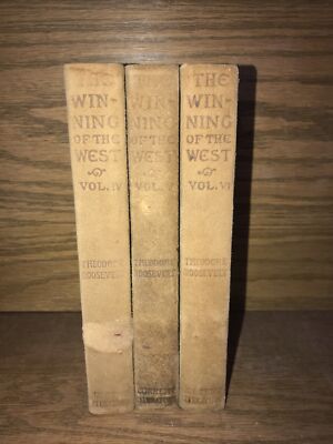 LEATHER Set;WINNING OF THE WEST! Theodore Roosevelt 4,5, And 6 Only.Not Complete-image