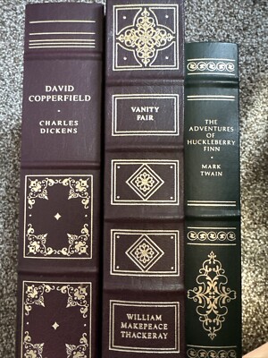 Franklin Library 1/4 Leather Spines 3 Book Set Decorative Home Staging Classics-image