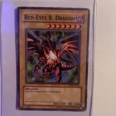 1996 yugioh red eyes b dragon SD1-EN002 Heavily Played.-image