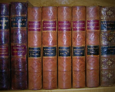 HISTORY OF ENGLAND; MACAULAY, 5 VOLUME SET. 1875. LEATHER-image