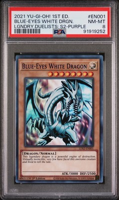 2021 YU-GI-OH! LEGEND DUELISTS: SEASON 2 #EN001 BLUE-EYES WHITE DRAGON PSA 8-image